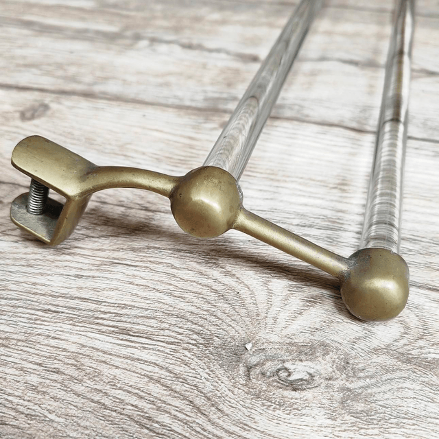 Antique Glass & Brass Towel Rail