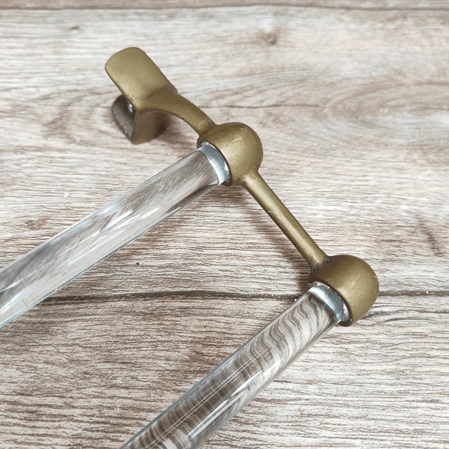 Antique Glass & Brass Towel Rail