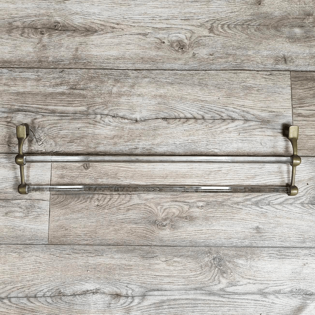 Antique Glass & Brass Towel Rail