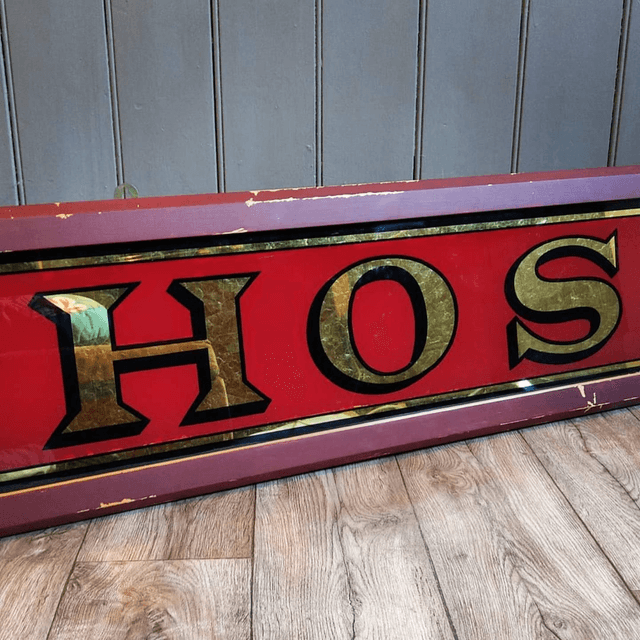 Reverse Painted Hosier Sign