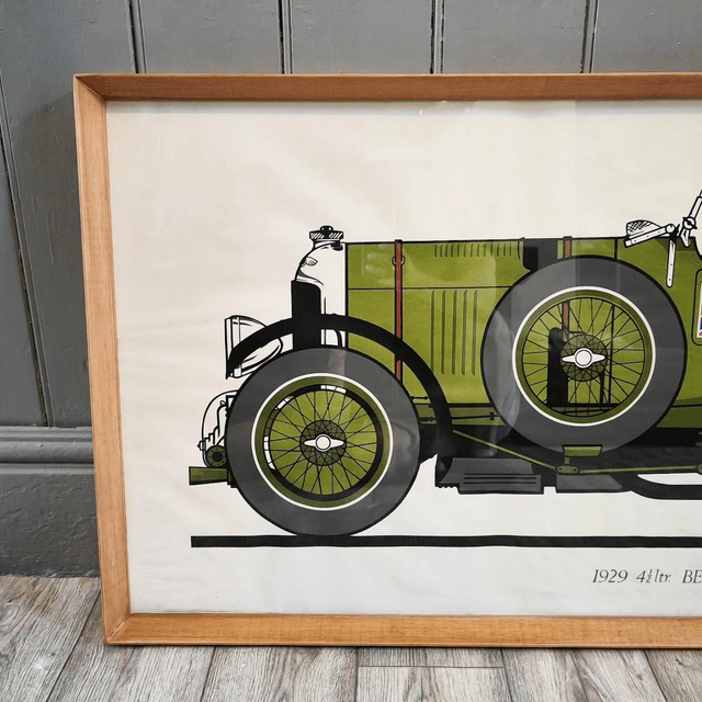 Original Vintage Motorsport Poster Bentley 1929 4 1/2 Litre Racing Car Sport