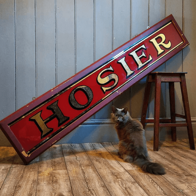 Reverse Painted Hosier Sign
